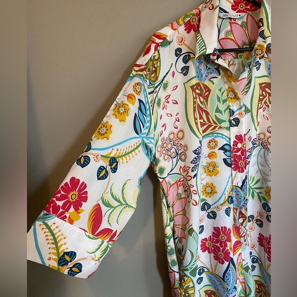 Zara Floral Tropical Baggy Romper Size S - Picture 11 of 14